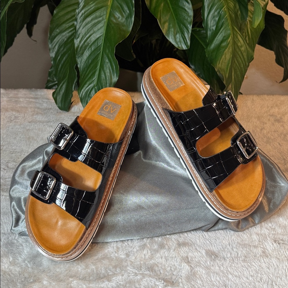 Dolce Vita Black Leeam Slide Sandal Women's Size 9.5